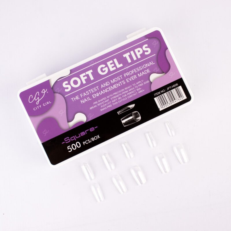 CAJA TIPS SOFT GEL CUADRADOS 500PCS - CITY GIRL