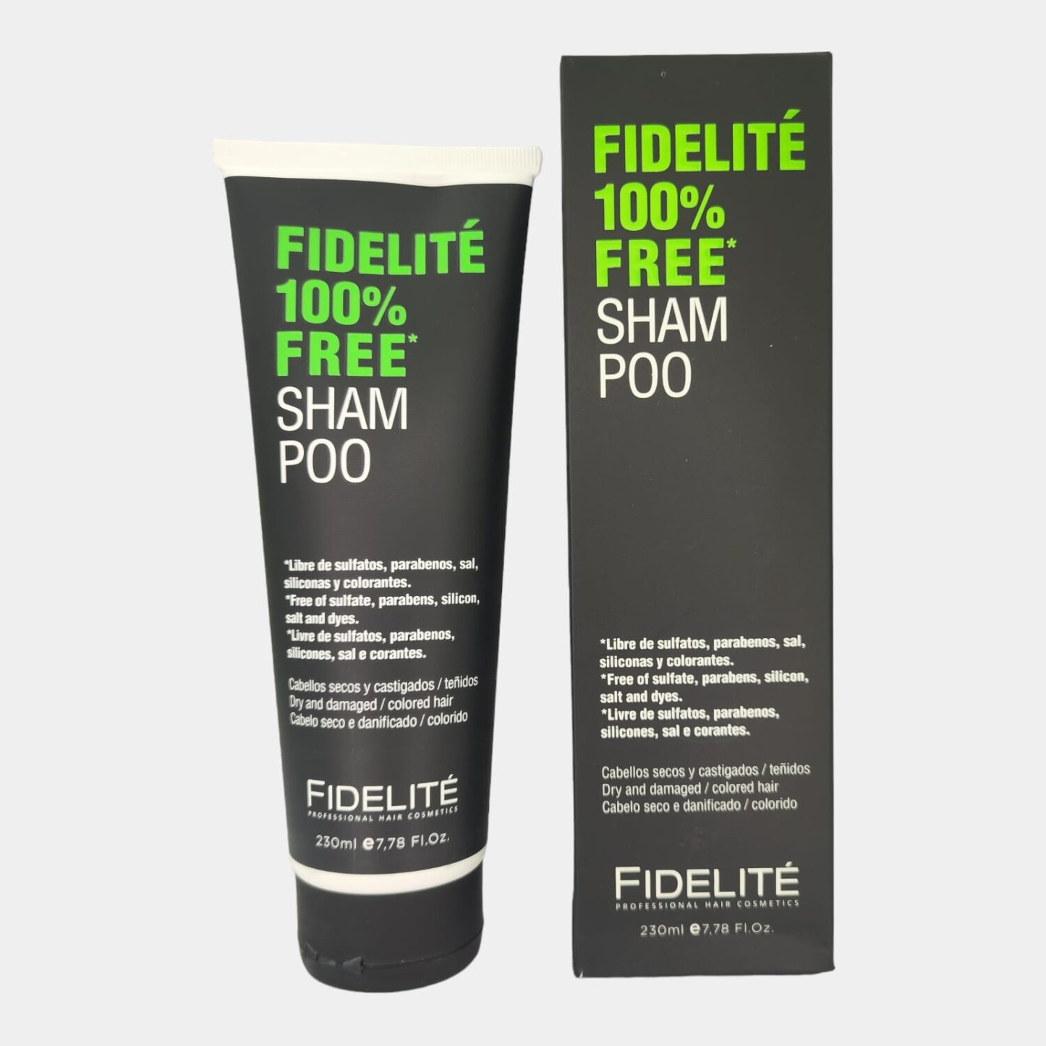 Shampoo 100% FREE Para Cabellos Secos, Castigados Y Teñidos 230ml- Fidelite