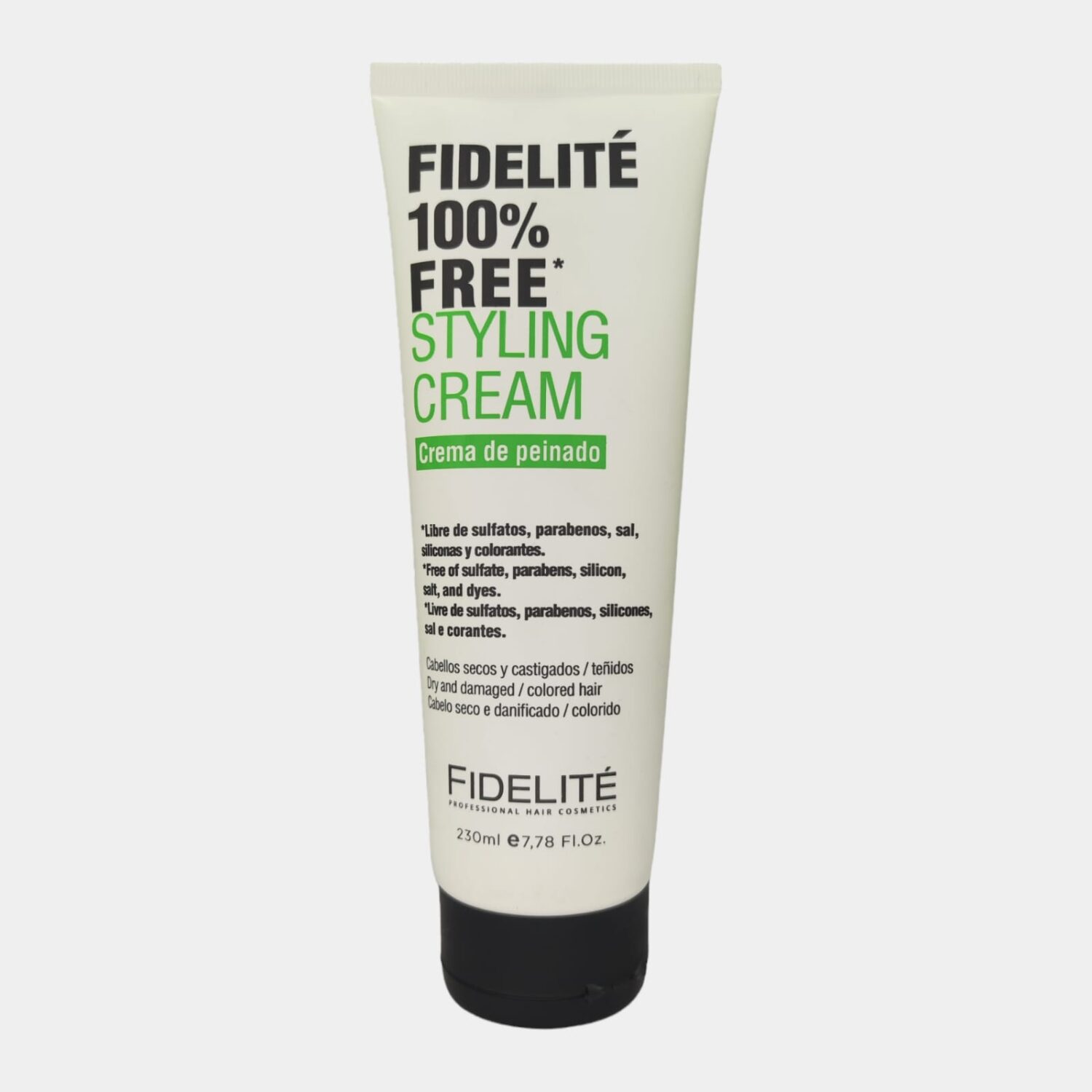 Crema Para Peinar 100% FREE Para Cabellos Secos, Castigados Y Teñidos 230ml- Fidelite