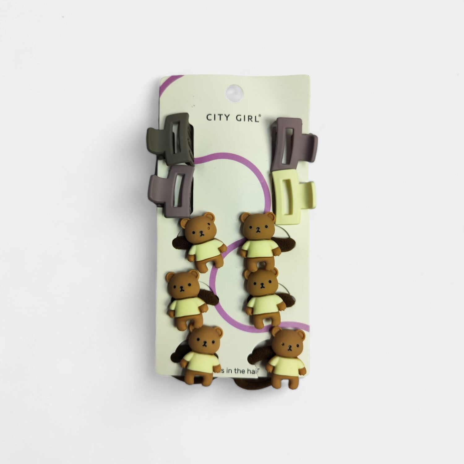 Kit De Colitas+ Brochesitos Para Cabello- City Girl