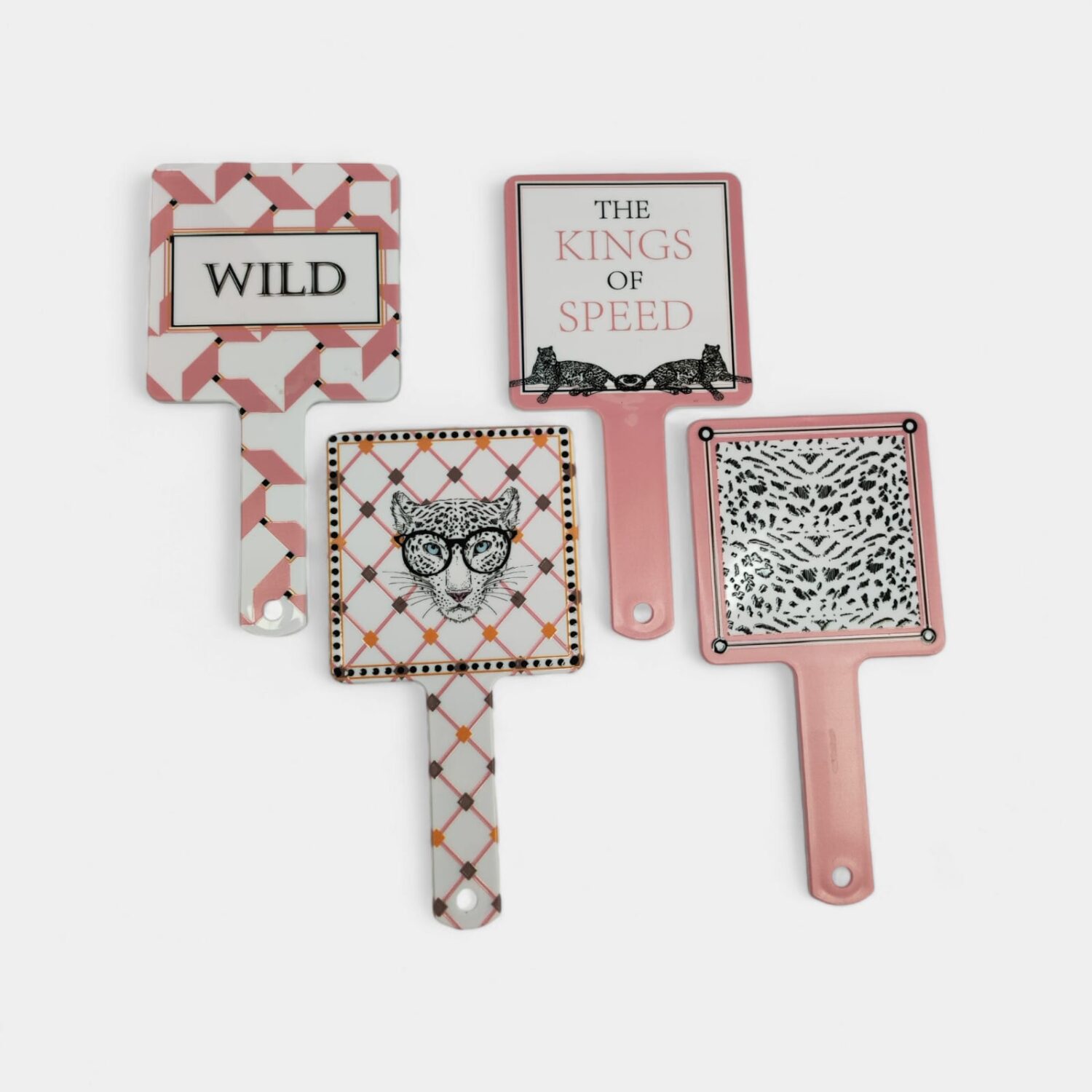 Espejo Cuadrado Con Mango Varios Diseños- City Girl