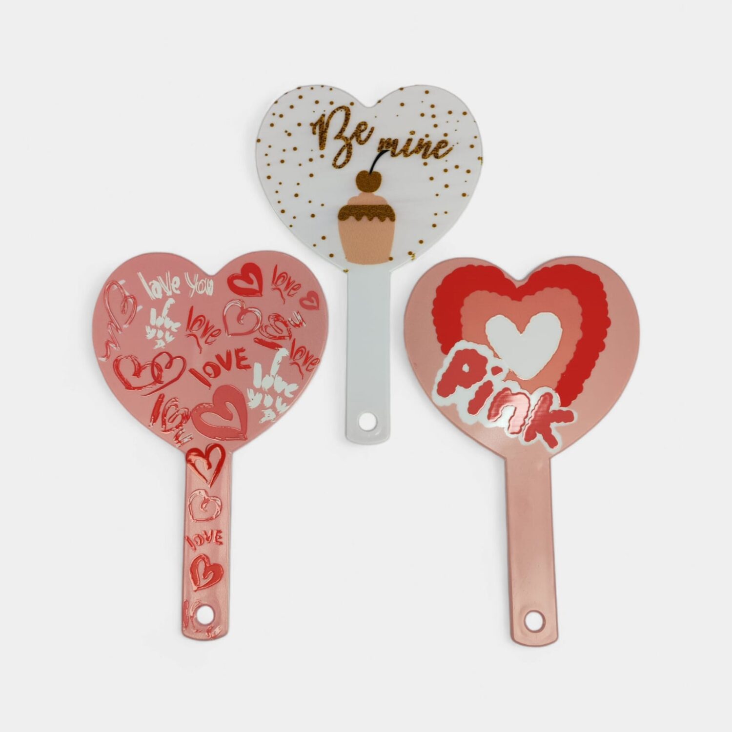 Espejo Corazon Con Mango Varios Diseños- City Girl