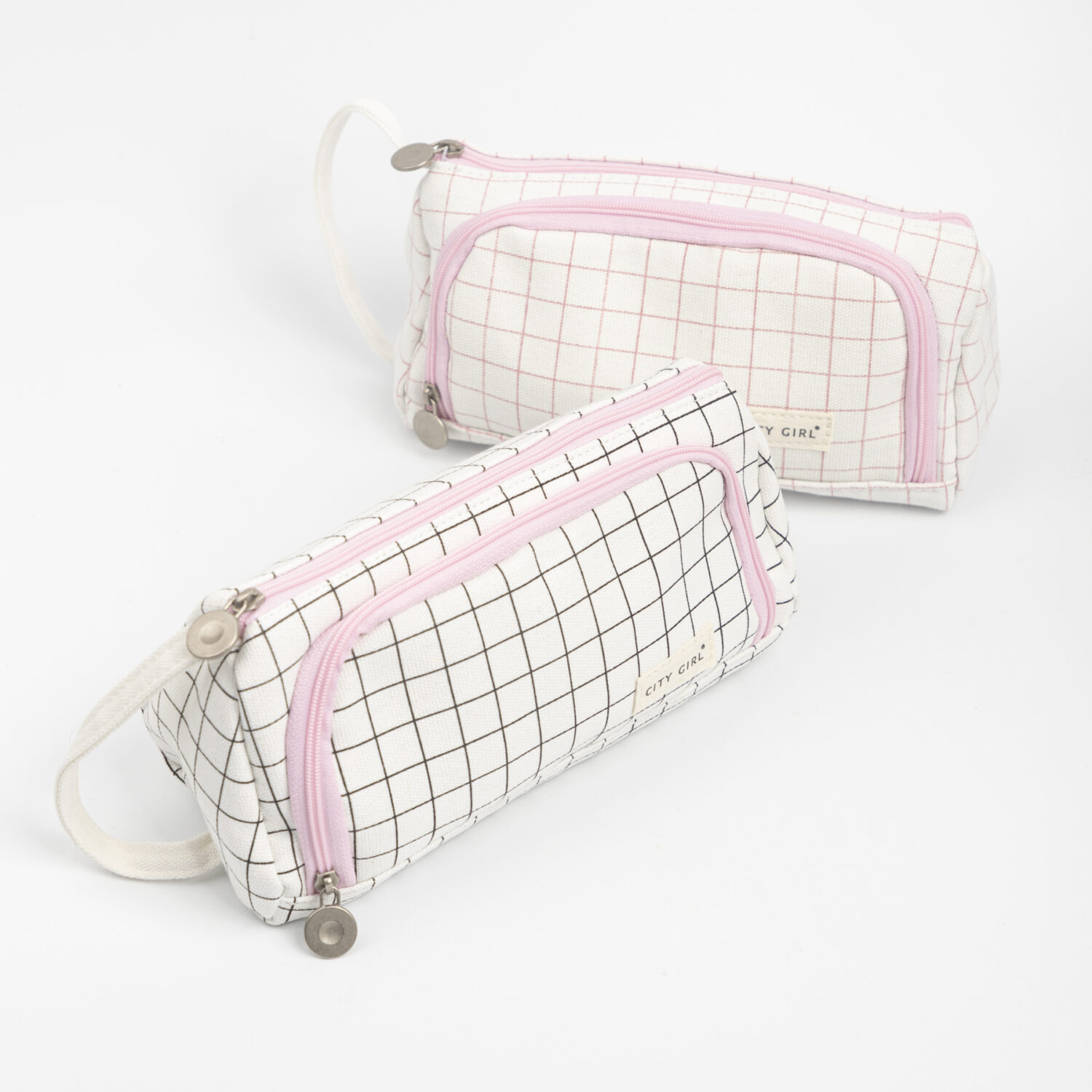 CARTUCHERA CON DOBLE BOLSILLO A CUADRITOS- CITY GIRL