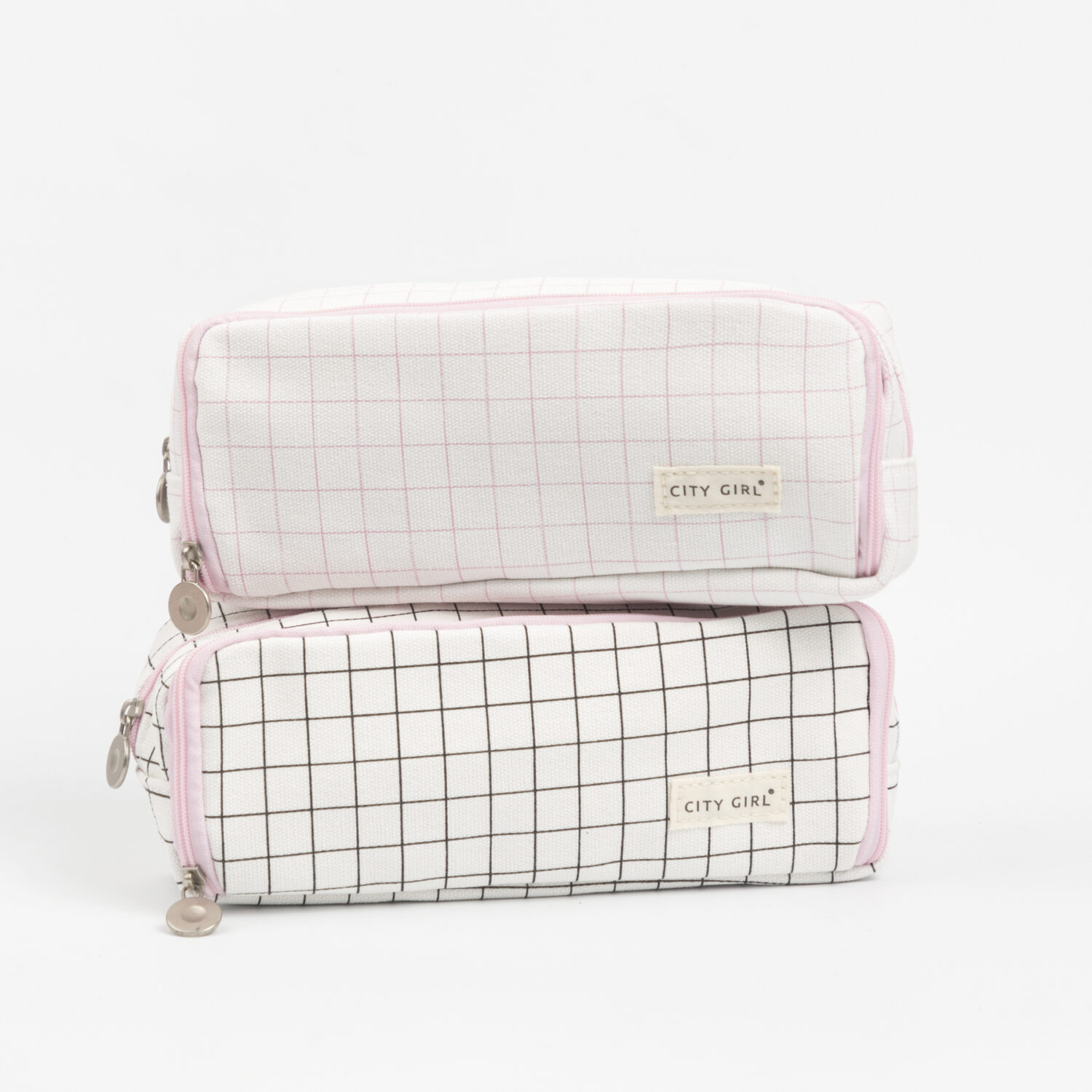 CARTUCHERA CON TRIPLE BOLSILLO A CUADRITOS- CITY GIRL