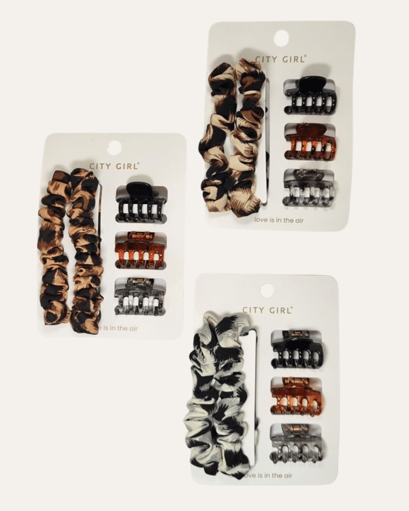 MINI KIT DE COLITAS Y HEBILLAS ANIMAL PRINT - CITY GIRL