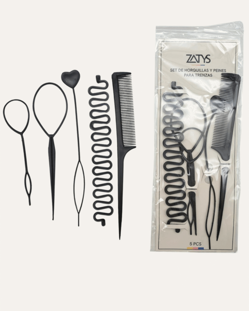 SET DE HORQUILLAS MAS PEINES PARA TRENZAS - ZATYS