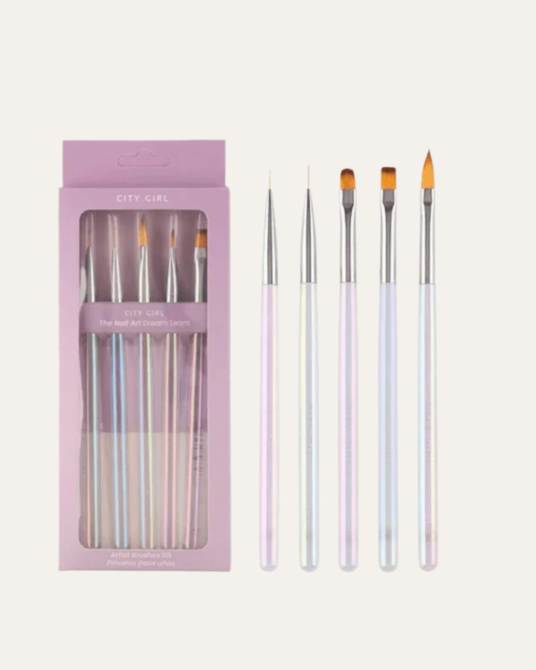 SET DE PINCELES NAIL ART CITY GIRL – 5PCS