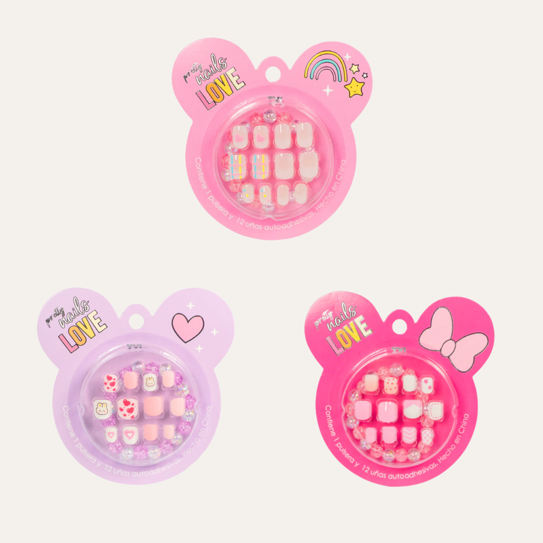 BLISTER DE UÑAS POSTIZAS PARA NIÑAS + PULSERA - OTROS