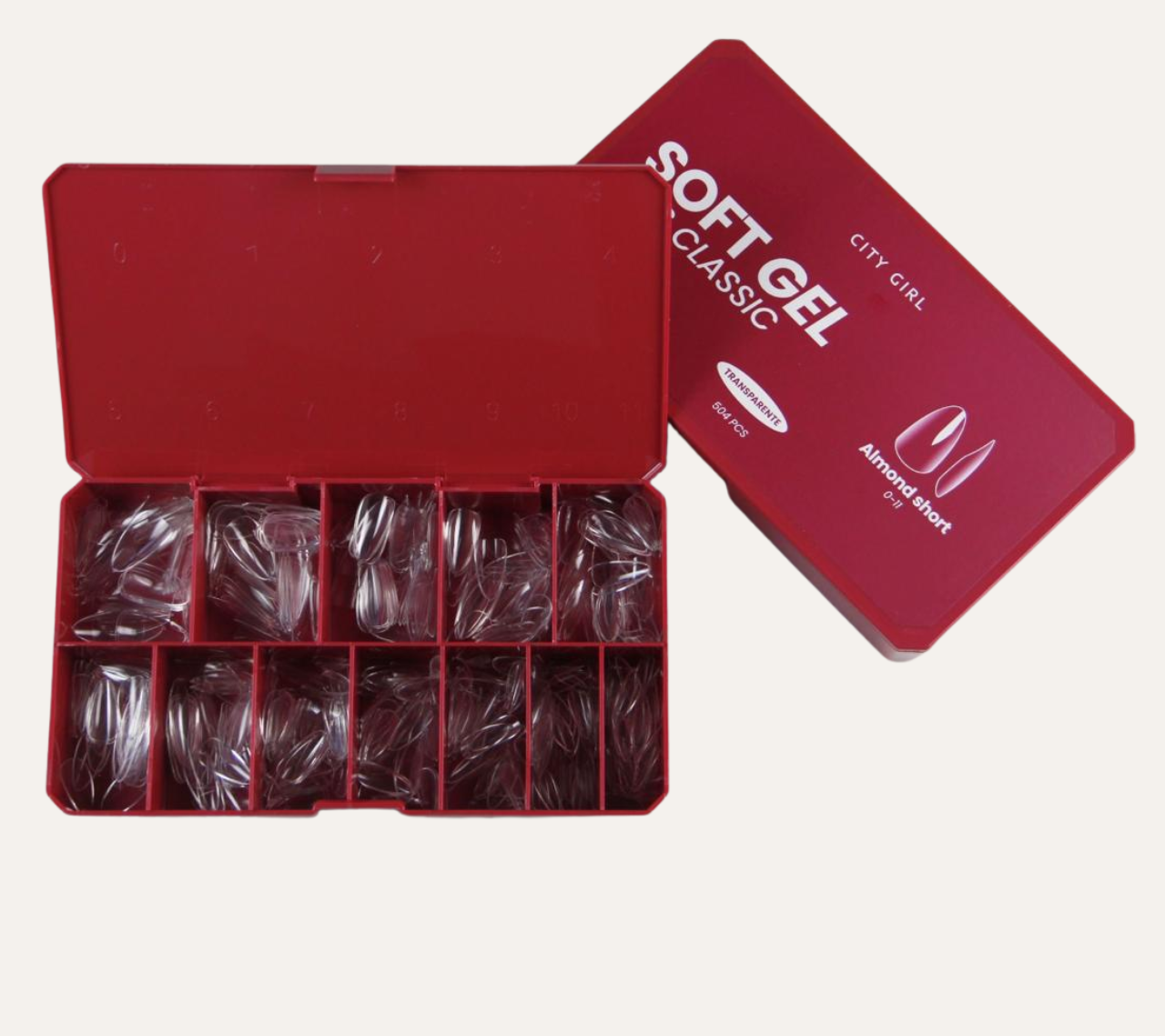 TIPS PARA SOFT GEL ALMOND SHORT 504PCS - CITY GIRL