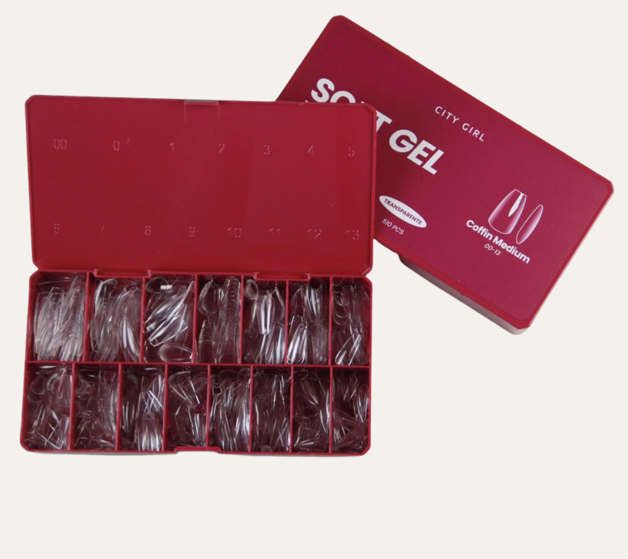 SOFT GEL TIPS PRO COFFIN MEDIUM 510PCS - CITY GIRL