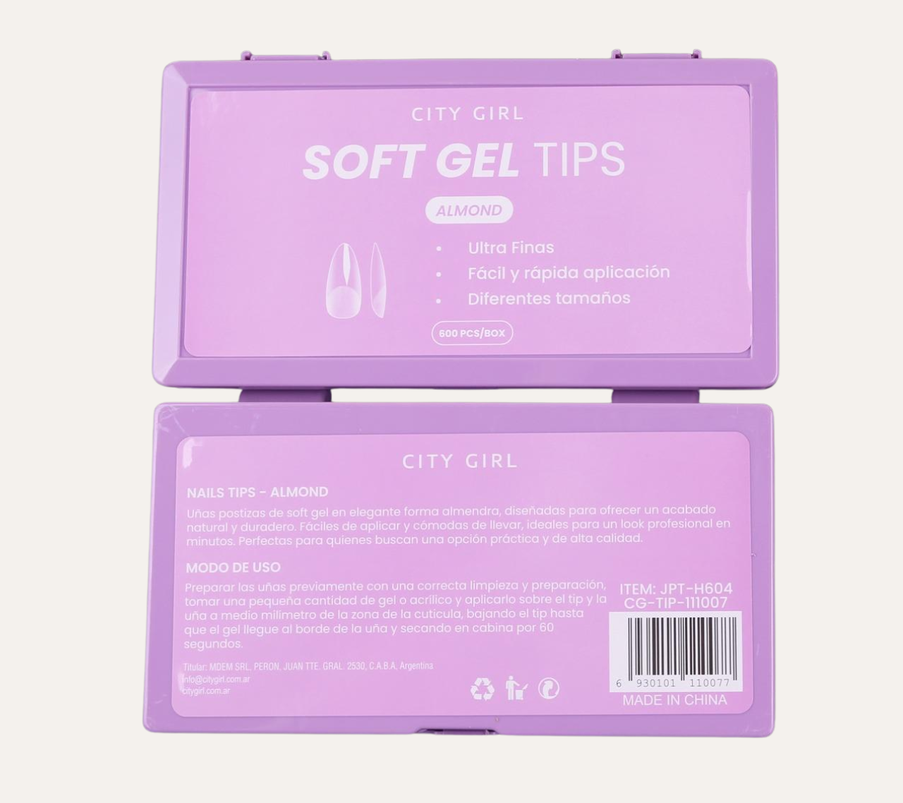 CAJA TIPS SOFT GEL ALMENDRA 600PCS - CITY GIRL