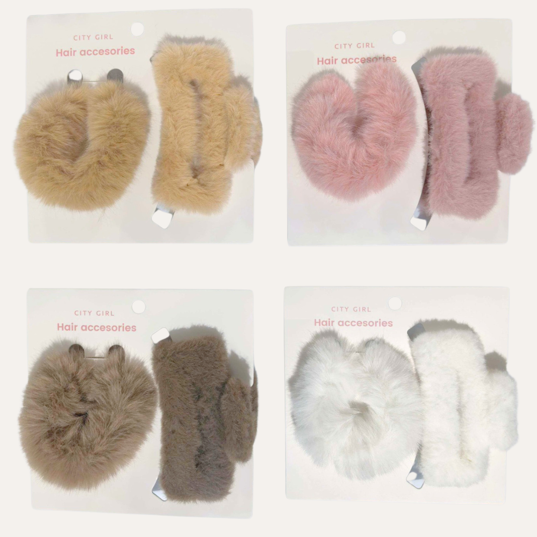 KIT DE BROCHE DE PELO PELUCHE 2PCS - CITY GIRL