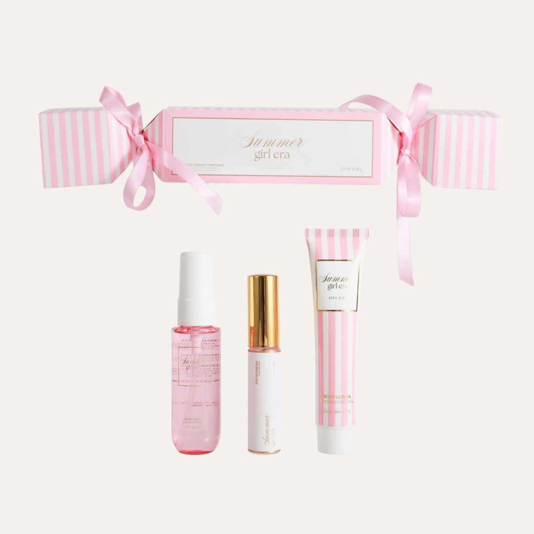 KIT DE PERFUME, BODY SPLASH Y CREMA CORPORAL SUMMER GIRL ERA - CITY GIRL