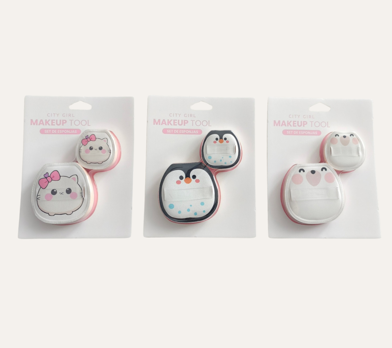 SET DE ESPONJAS KAWAII PARA MAQUILLAJE 2PCS - CITY GIRL