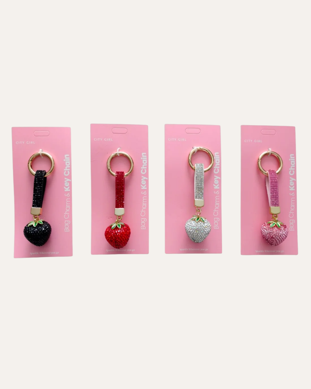 LLAVERO CON STRASS FRUTILLAS - CITY GIRL