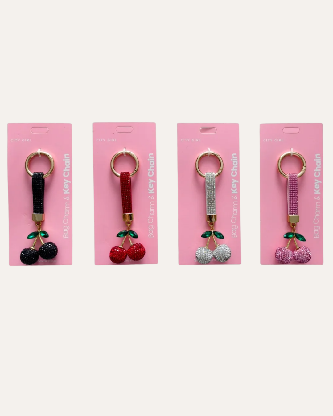 LLAVERO CON STRASS CEREZAS -CITY GIRL