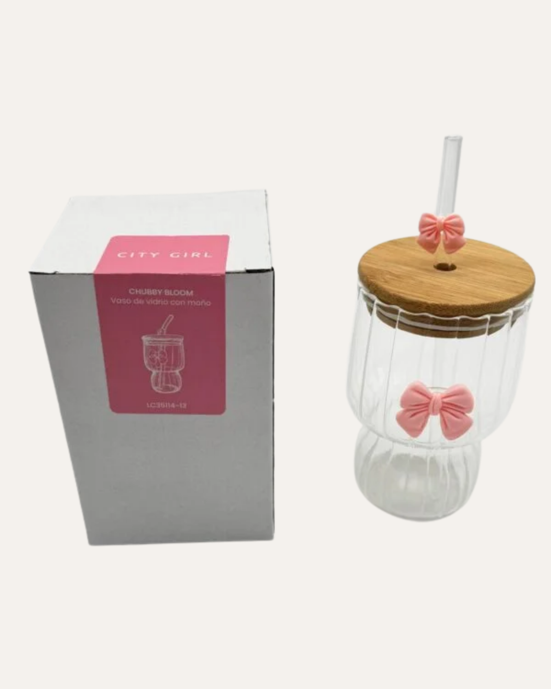 VASO DE VIDRIO CON MOÑO CITY GIRL – 400ML
