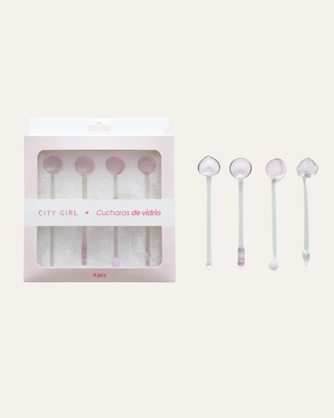 SET DE CUCHARITAS DE VIDRIO CITY GIRL – 4PCS