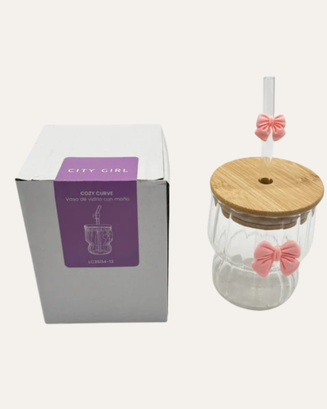 VASO DE VIDRIO CON MOÑO CITY GIRL – 260ML