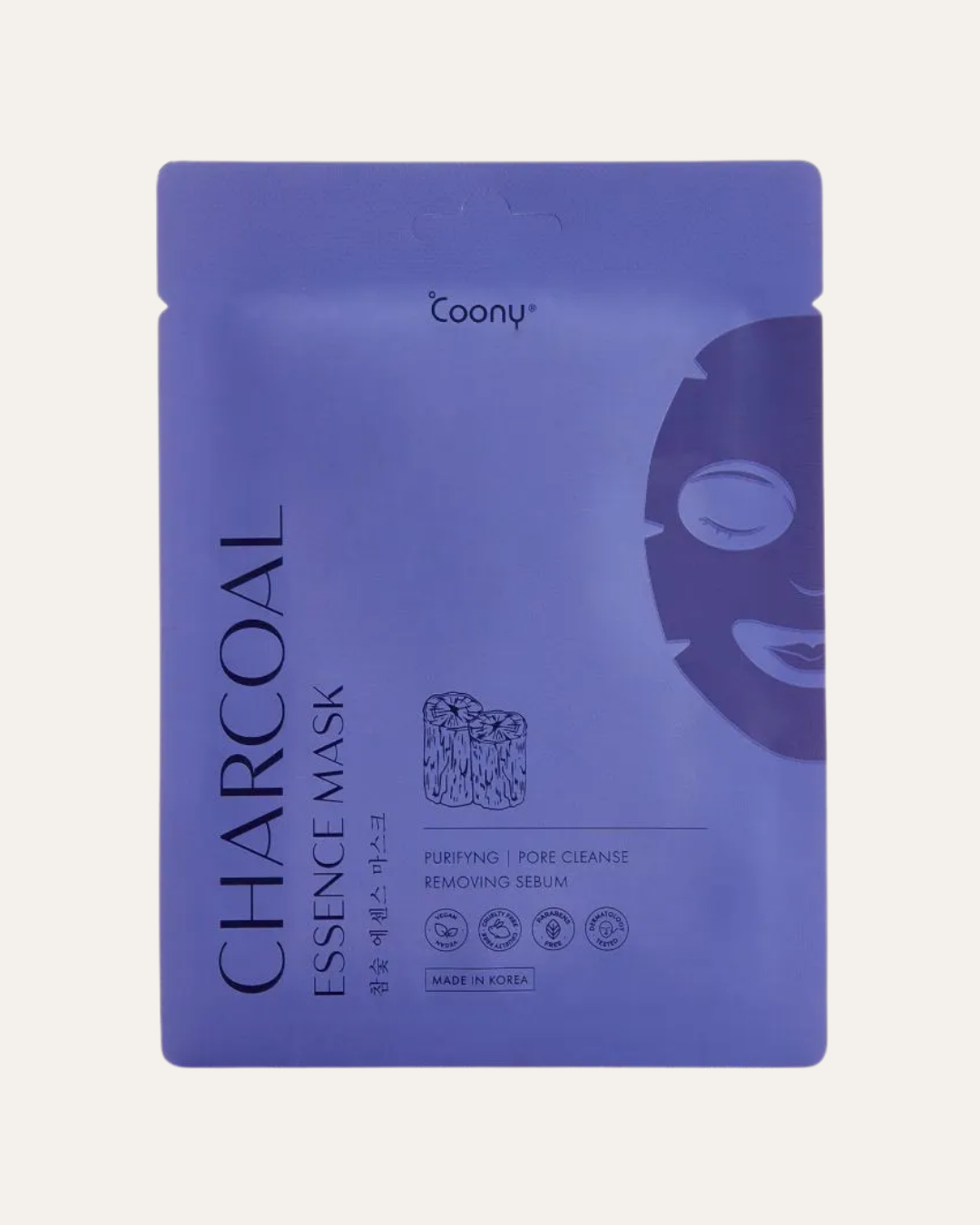 MASCARILLA FACIAL CHARCOAL PARA PIEL CON PORORS TAPADOS, PUNTOS NEGROS O ESPINILLAS - COONY