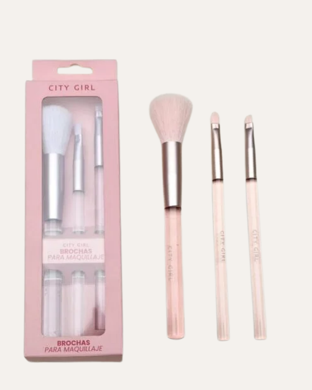 SET DE BROCHAS PARA MAQUILLAJE 3PCS - CITY GIRL