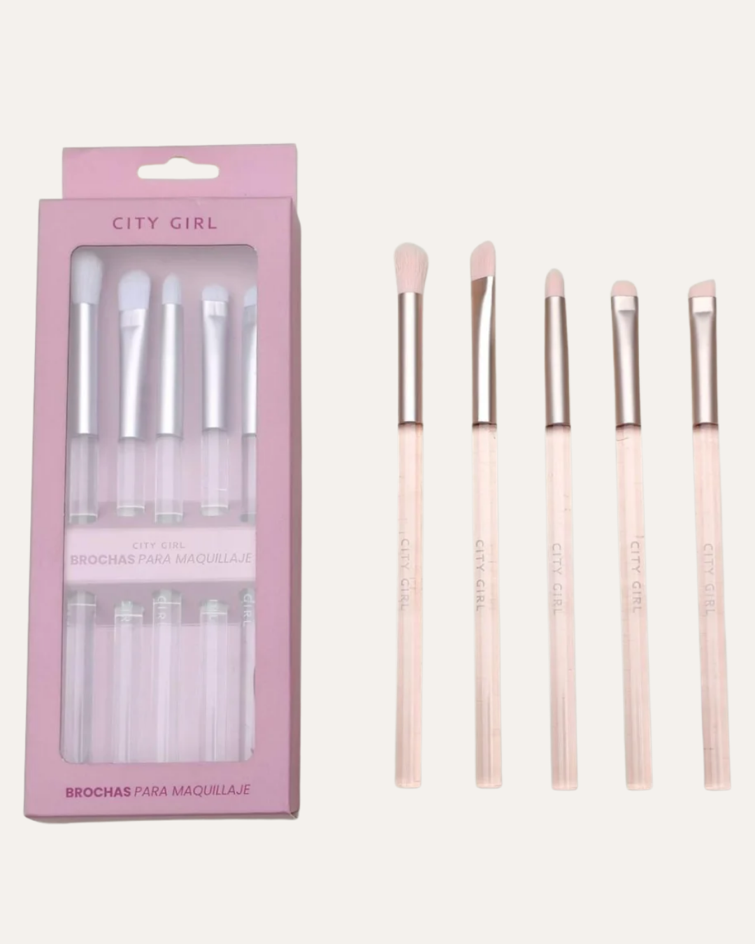SET DE BROCHAS PARA MAQUILLAJE - 5PCS - CITY GIRL
