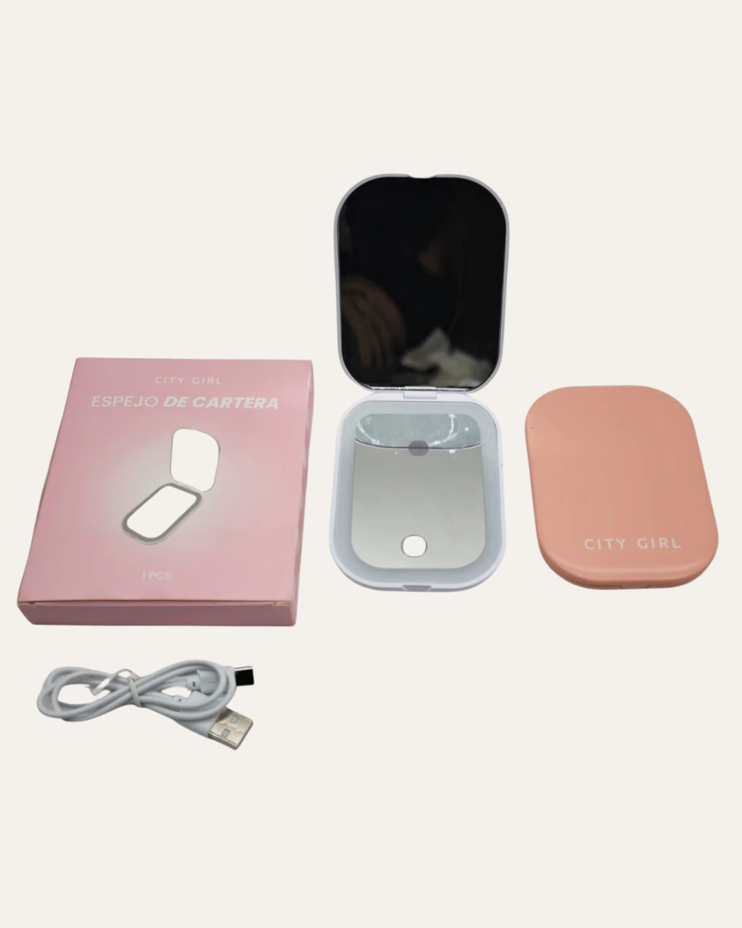 ESPEJO PARA CARTERA CON LUZ LED - CITY GIRL