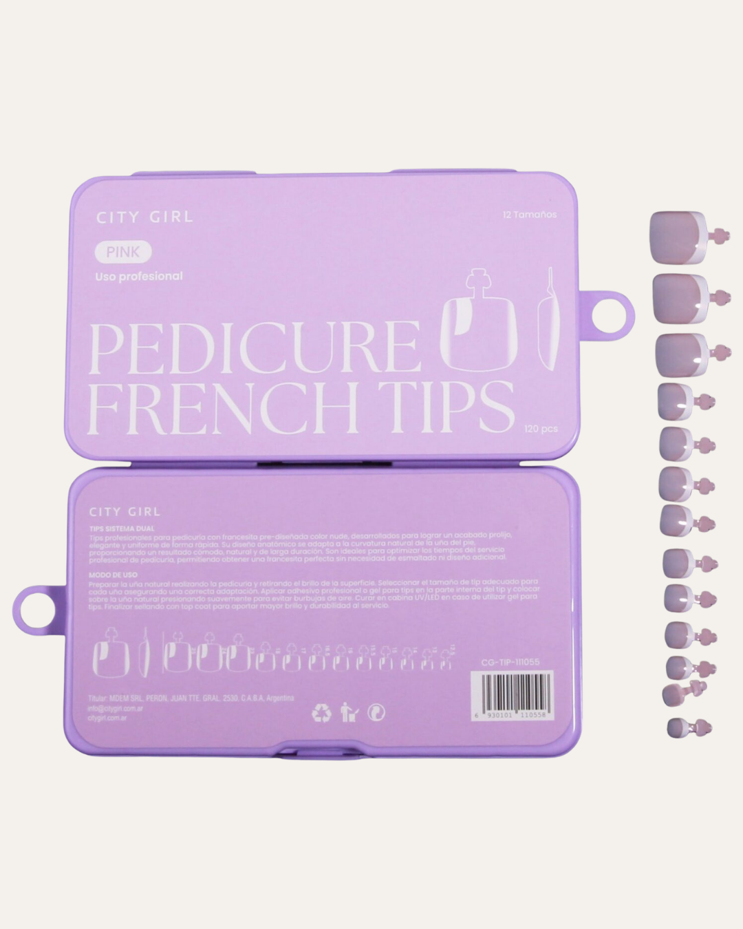 PEDICURA FRENCH TIPS PINK 120PCS - CITY GIRL