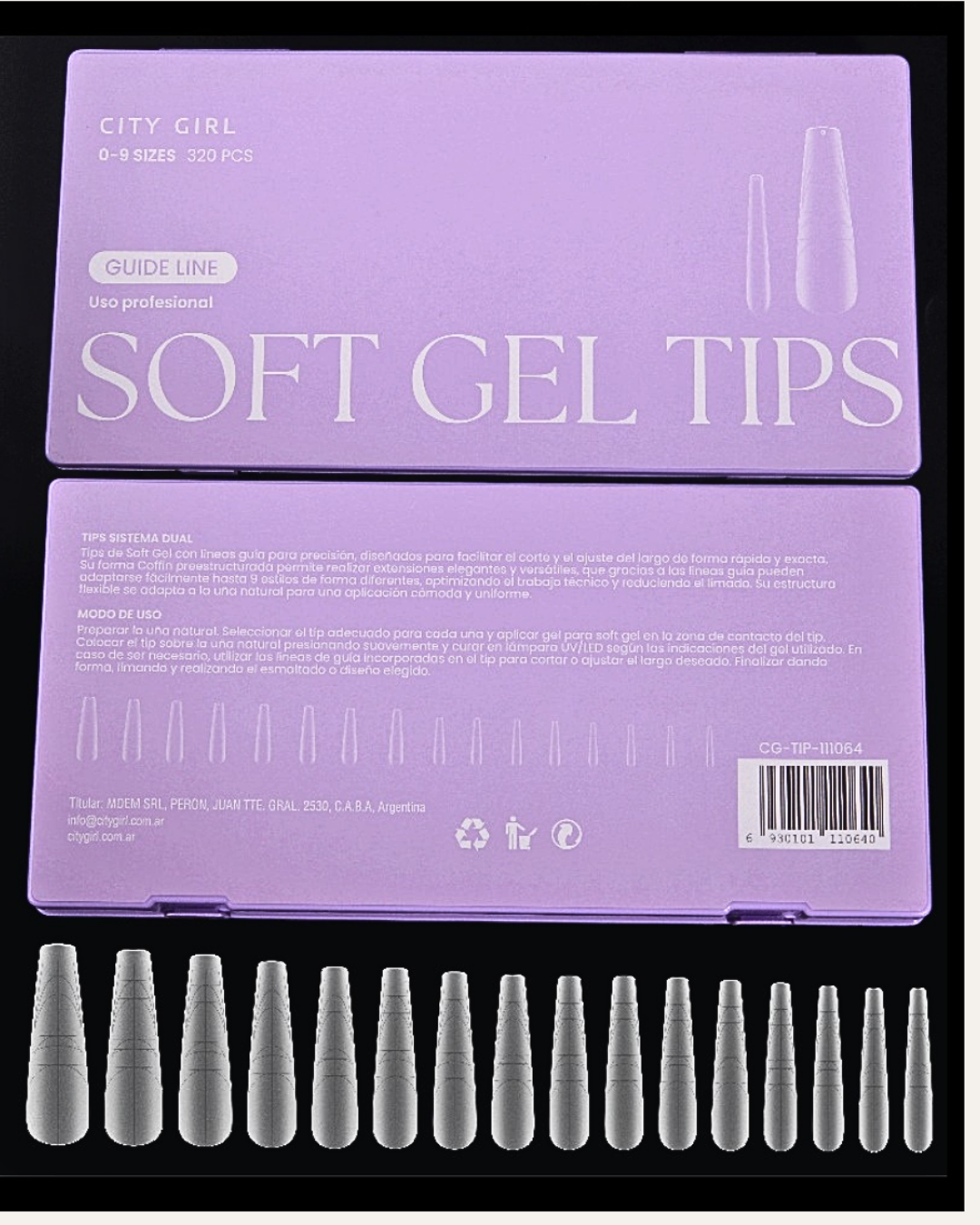 SOFT GEL TIPS GUIDE LINE CITY GIRL – 320PCS
